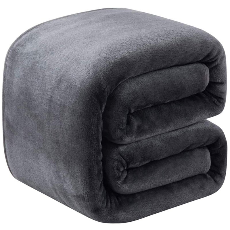 Richave Fleece Blanket Queen Size for All Season 350GSM - Premium Lightweight Anti-Static Throw for Queen/Full Size Bed Extra Soft Brush Fabric Warm Sofa Thermal Blanket 90" x 90"(Dark Gray Queen) - Image 1